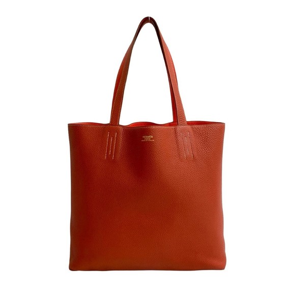 □R engraved HERMES Double Sens 45 Taurillon Clemence leather tote bag/handbag... - Picture 1 of 9